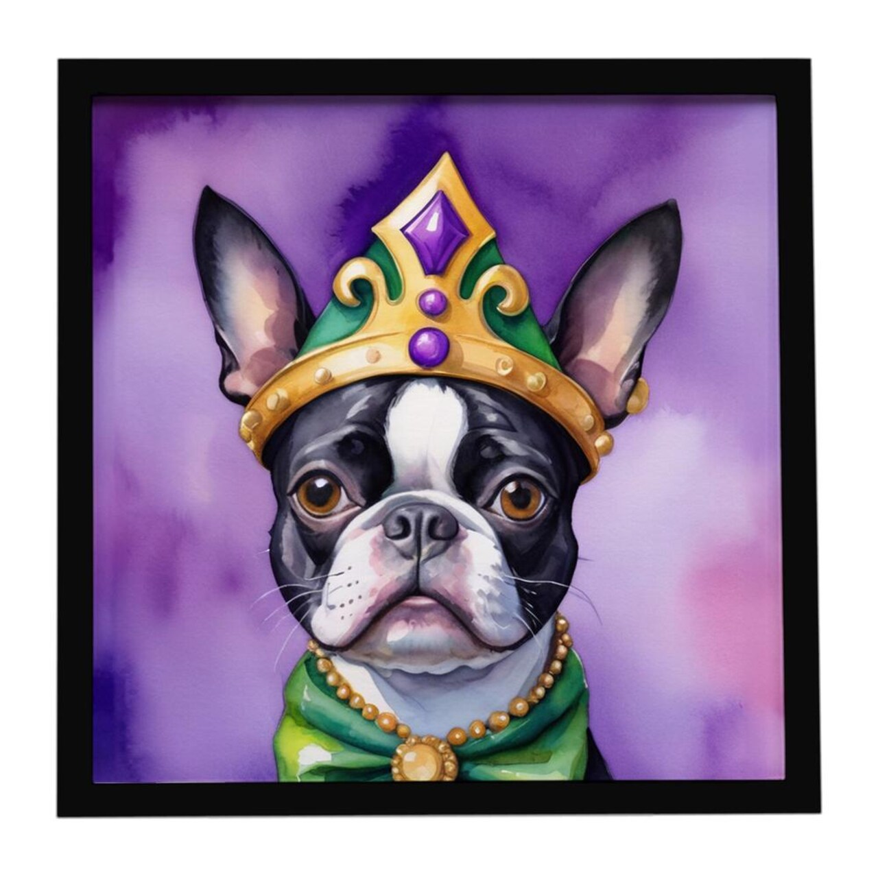 Edge Collections - 8" x 8" - Multicolor - Mardi Gras Framed Metal Print Home Wall Decor Ready - 1 Piece